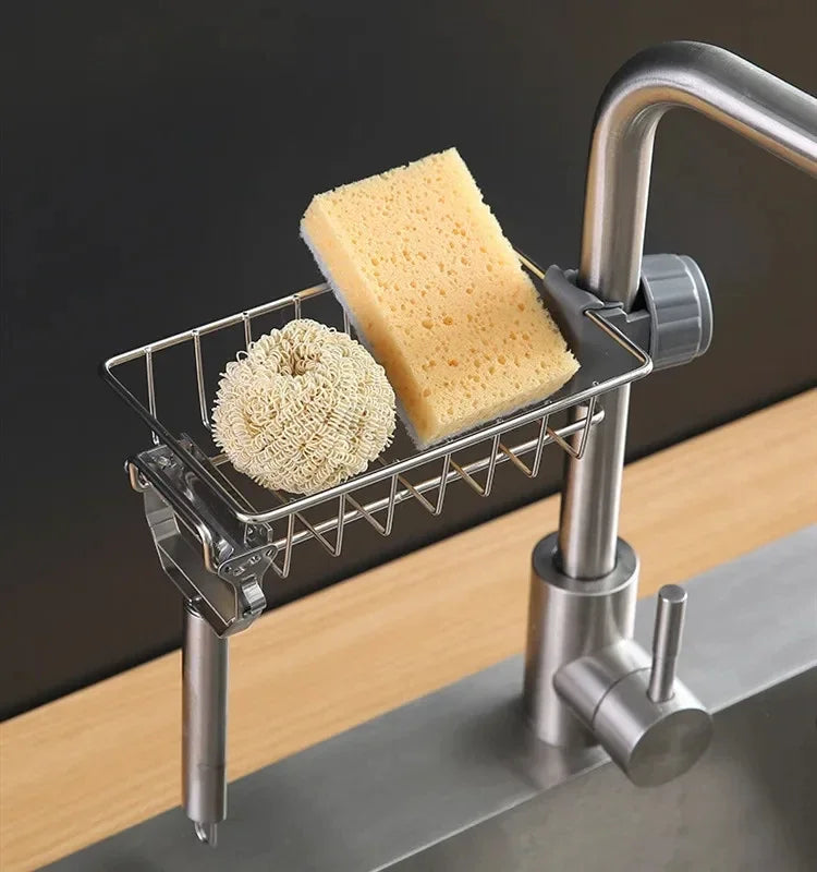 Kitchen Stainless Steel Sink Drain Rack Sponge Storage Faucet Holder Soap Drainer Towel Rack Shelf Organizer Kitchen Accessories