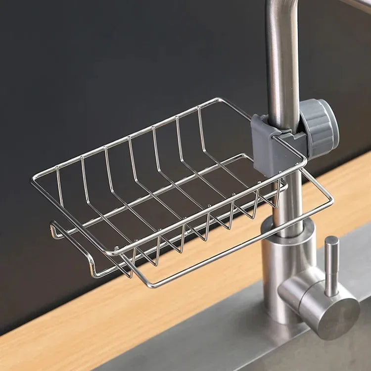 Kitchen Stainless Steel Sink Drain Rack Sponge Storage Faucet Holder Soap Drainer Towel Rack Shelf Organizer Kitchen Accessories
